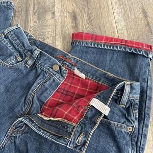 Eddie Bauer Flannel Lined Jeans Mens 36x34 Blue Relaxed Fit Straight Leg Denim